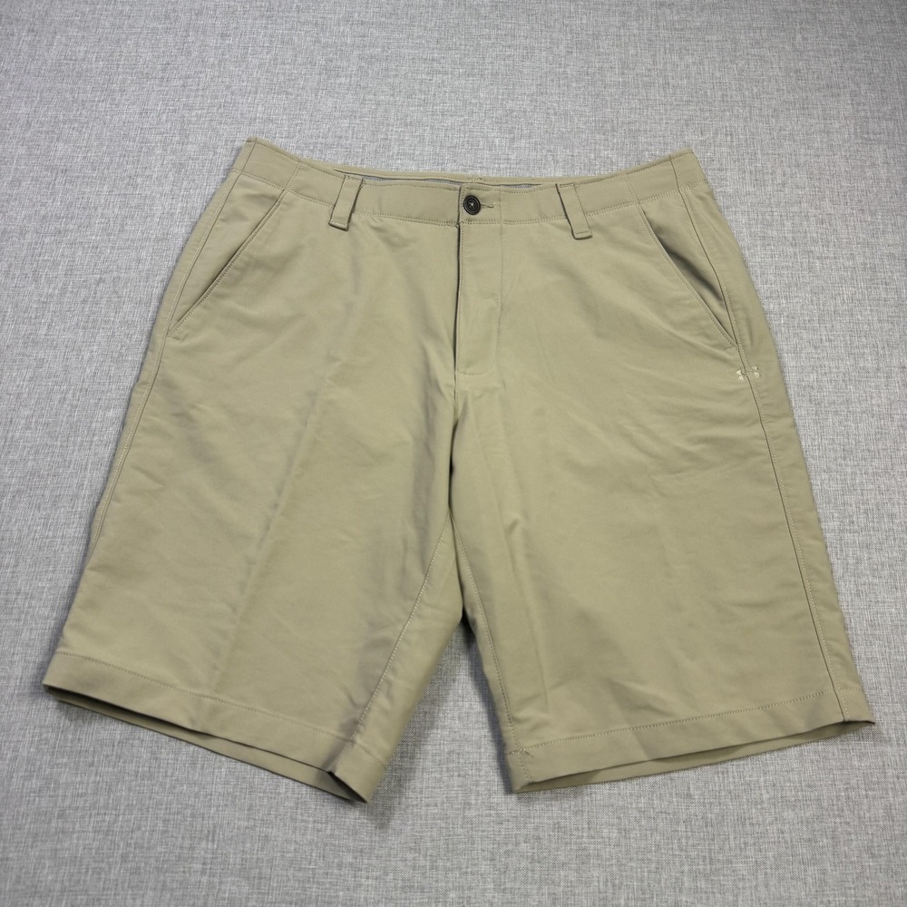 Under Armour Chino Shorts Mens 36 Beige Performance Stretch HeatGear 12" Inseam